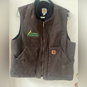 Carhartt Brown Canvas Work Vest with Durgin Electric Logo